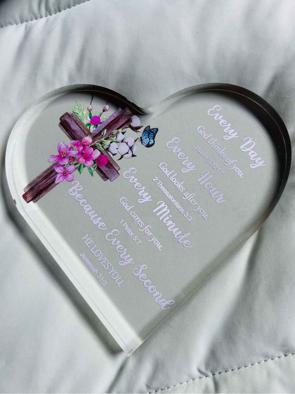 Faith-Inspired Heart Decorative Tray in Light Pink